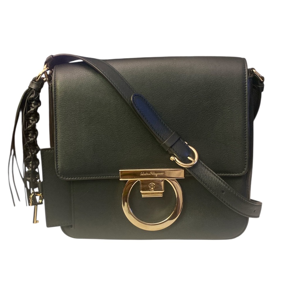 Salvatore Ferragamo Atney Lock Mini Crossbody Bag with Gold Accent EUC
